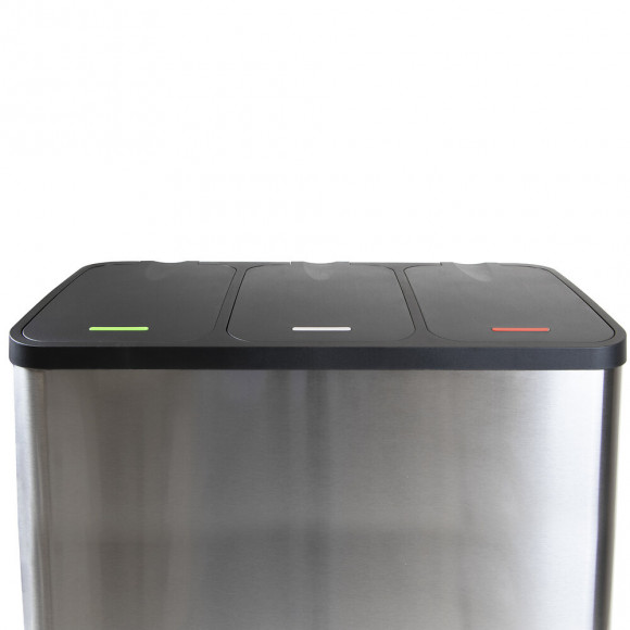 Emuca Poubelle Extérieure À 3 Compartiments De 15 Litres, Acier Inoxydable