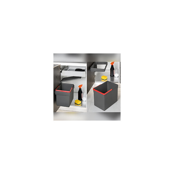 Emuca Poubelle De Recyclage, 15l, Fixation Sur Porte, Ouverture Couvercle Automatique, Plastique, Gris Anthracite