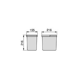 Emuca Poubelles Pour Tiroir De Cuisine, Hauteur 216 Mm, 2x6l, Gris Antracite