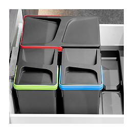 Emuca Poubelles Pour Tiroir De Cuisine, Hauteur 216 Mm, 2x6l, Gris Antracite