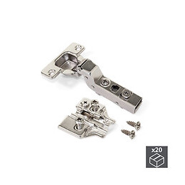 Emuca Charnière, D. 35 Mm, Coudée Pour Montage Rentrant, Ouverture 100º, Fermeture Amortie, Avec Embase Eurovis, 20 Ut.