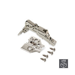 Emuca Charnière X91, D. 35 Mm, Droite Pour Montage En Applique, Fermeture Amortie, Ouverture 165º, Avec Embase, 10 Ut.