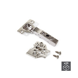 Emuca Charnière, D. 35 Mm, Droite Pour Montage En Applique, Ouverture 100º, Avec Embase Eurovis, 20 Ut.