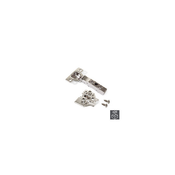 Emuca Charnière, D. 35 Mm, Droite Pour Montage En Applique, Ouverture 100º, Avec Embase Eurovis, 20 Ut.