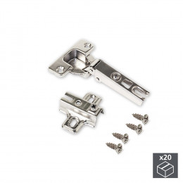 Emuca Charnière, D. 35 Mm, Droite Pour Montage En Applique, Ouverture 110º, Avec Embase, 20 Ut.