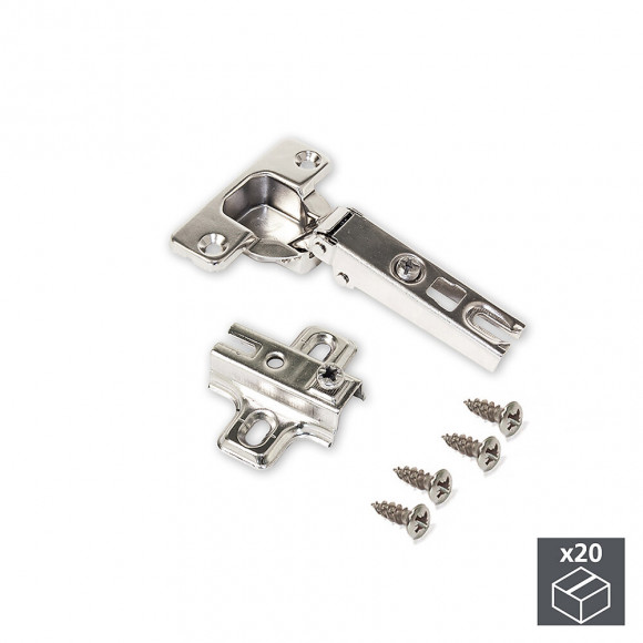 Emuca Charnière, D. 35 Mm, Droite Pour Montage En Applique, Ouverture 110º, Avec Embase, 20 Ut.