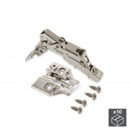 Emuca Charnière X91, D. 35 Mm, Droite Pour Montage En Applique, Fermeture Amortie, Ouverture 165º, Avec Embase, 10 Ut.