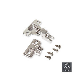 Emuca Charnière, D. 35 Mm, Droite Pour Montage En Applique, Ouverture 105º, Avec Embase, 20 Ut.