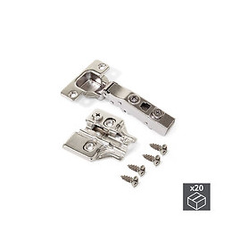 Emuca Charnière, D. 35 Mm, Droite Pour Montage En Applique, Fermeture Amortie, Ouverture 100º, Avec Embase, 20 Ut.