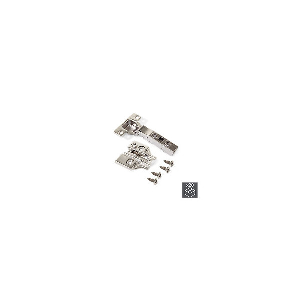 Emuca Charnière, D. 35 Mm, Droite Pour Montage En Applique, Fermeture Amortie, Ouverture 100º, Avec Embase, 20 Ut.