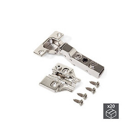 Emuca Charnière, D. 35 Mm, Coudée, Fermeture Amortie, Ouverture 100º, Avec Embase, 20 Ut.