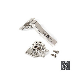 Emuca Charnière X91, D. 35 Mm, Courbée À 45º, Fermeture Amortie, Avec Embase Eurovis, 10 Ut.