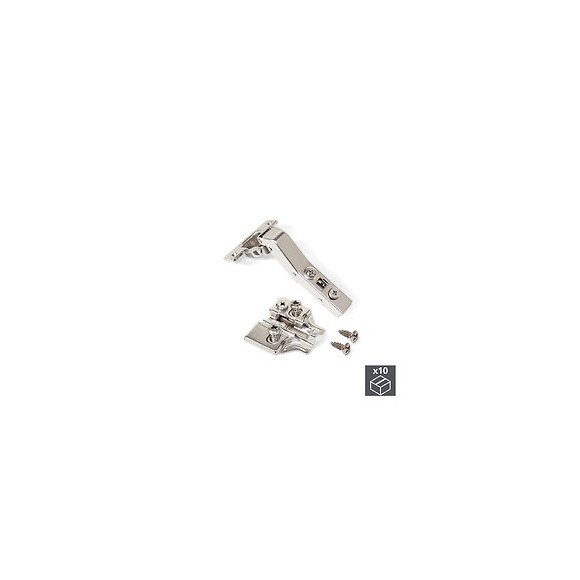 Emuca Charnière X91, D. 35 Mm, Courbée À 45º, Fermeture Amortie, Avec Embase Eurovis, 10 Ut.