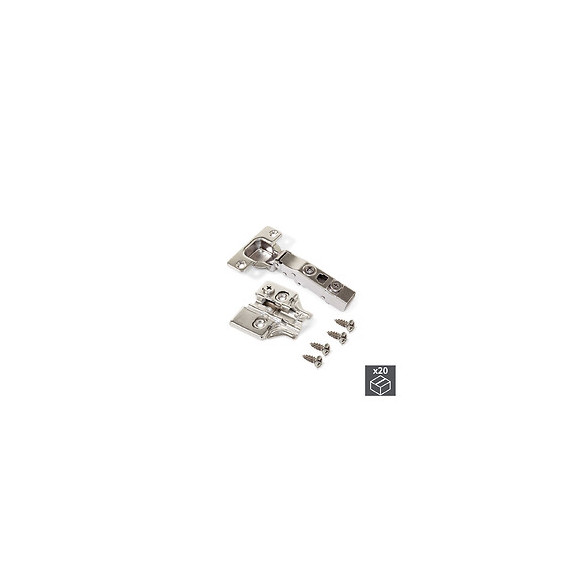 Emuca Charnière, D. 35 Mm, Droite Pour Montage En Applique, Ouverture 100º, Avec Embase, 20 Ut.