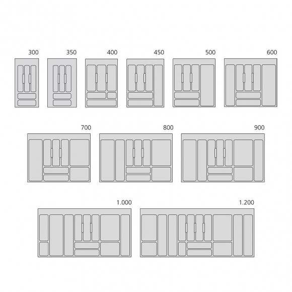 Emuca Range-couverts Pour Tiroirs De Cuisine, Module 700 Mm, Plastique, Gris