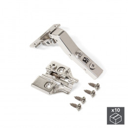 Emuca Charnière X91, D. 35 Mm, Courbée À 45º, Fermeture Amortie, Avec Embase, 10 Ut.