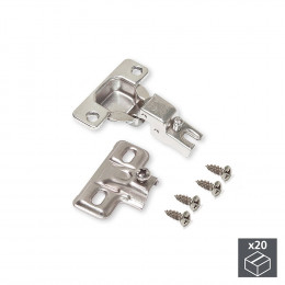 Emuca Charnière, D. 35 Mm, Droite Pour Montage En Applique, Ouverture 105º, Avec Embase, 20 Ut.