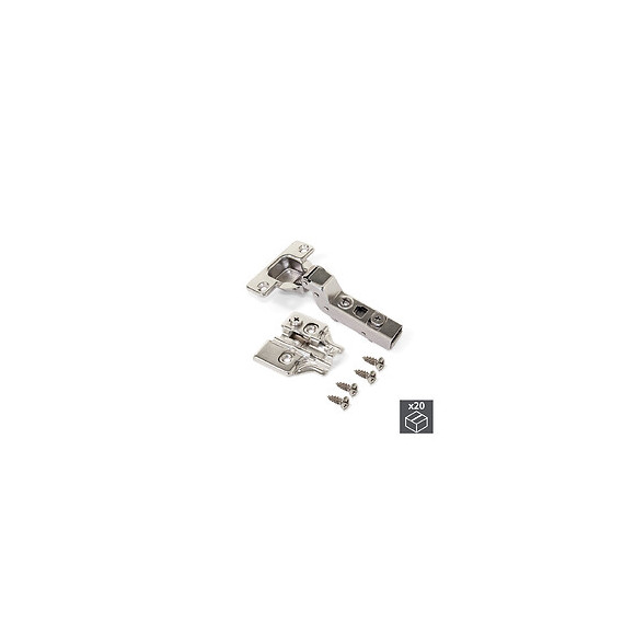 Emuca Charnière, D. 35 Mm, Coudée Pour Montage Rentrant, Ouverture 100º, Fermeture Amortie, Avec Embase, 20 Ut.