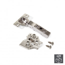 Emuca Charnière, D. 35 Mm, Droite, Fermeture Amortie, Ouverture 100º, Avec Embase Eurovis, 20 Ut.