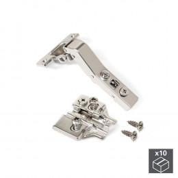 Emuca Charnière X91, D. 35 Mm, Courbée À 45º, Fermeture Amortie, Avec Embase Eurovis, 10 Ut.