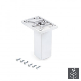 Emuca Pied Pour Meubles, Central, Réglable 100 - 110 Mm, Plastique, Blanc, 2 U.