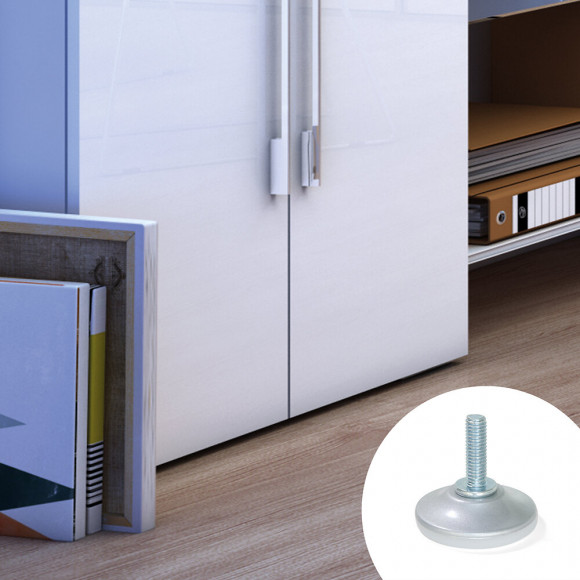 Emuca Vérin De Réglage Pour Pied De Meuble, Circulaire, M6, D. 35 Mm, Hauteur 34 Mm, Acier Et Plastique, 20 Ut.