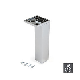 Emuca Pied Pour Meubles, Coin, Réglable 140 - 150 Mm, Plastique, Chromé, 4 U.