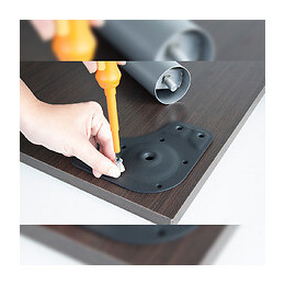 Emuca Pieds Pour Table, D. 60 Mm, Réglable 830 - 850 Mm, Acier, Nickel Satiné, 4 Ut.