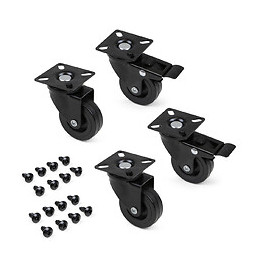 Emuca Roulettes Avec Plétine De Montage, D. 50 Mm, Acier Et Plastique, Noir, 4 Ut.