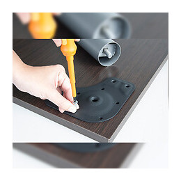 Emuca Pied Pour Table, D. 80 Mm, Réglable 1.100 - 1.130 Mm, Acier, Nickel Satiné