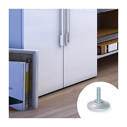 Emuca Vérin De Réglage Pour Pied De Meuble, Circulaire, M10, D. 43 Mm, Hauteur 37 Mm, Acier Et Plastique, 10 Ut.