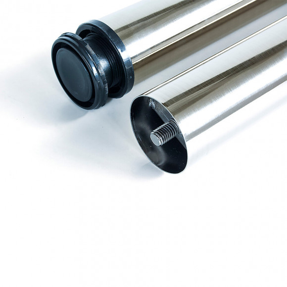 Emuca Pieds Pour Table, D. 60 Mm, Réglable 830 - 850 Mm, Acier, Nickel Satiné, 4 Ut.