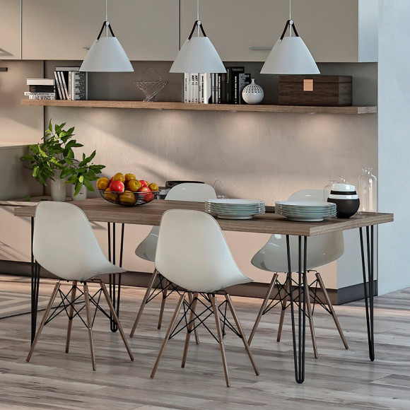 Emuca Jeu De Quatre Pieds Hairpin De 3 Barres Pour Table, Hauteur 710 Mm, Peints En Noir.