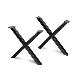 Emuca Jeu De Deux Pieds Cross En Croix Pour Table, Hauteur 695 Mm. Peints En Noir