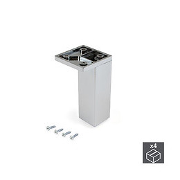 Emuca Pied Pour Meubles, Coin, Réglable 100 - 110 Mm, Plastique, Chromé, 4 U.