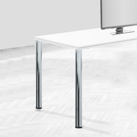 Emuca Pieds Pour Table, D. 60 Mm, Réglable 710 - 730 Mm, Acier, Nickel Satiné, 4 Ut.