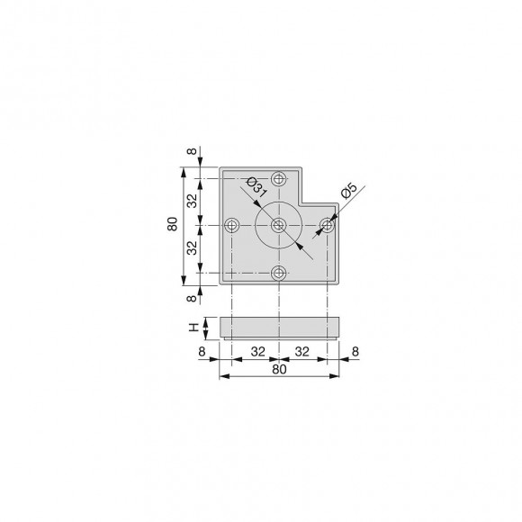 Emuca Pied Pour Meubles, Hauteur 15 Mm, Plastique, Gris Métallisé, 20 Ut.