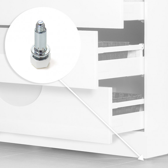 Emuca Vérin De Réglage Pour Pied De Meuble, Hexagonale, M6, Réglage 18 Mm, Acier Et Plastique, 20 Ut.