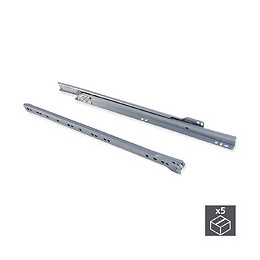 Emuca Paire De Coulisses À Roulettes Pour Tiroirs, Fermeture Avec Chute, 500 Mm, Sortie Partielle, Gris Métallisé, 5 Ut.