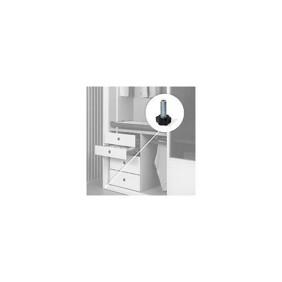 Emuca Vérin De Réglage Pour Pied De Meuble, Hexagonale, M8, Hauteur 38 Mm, Acier Et Plastique, 20 Ut.