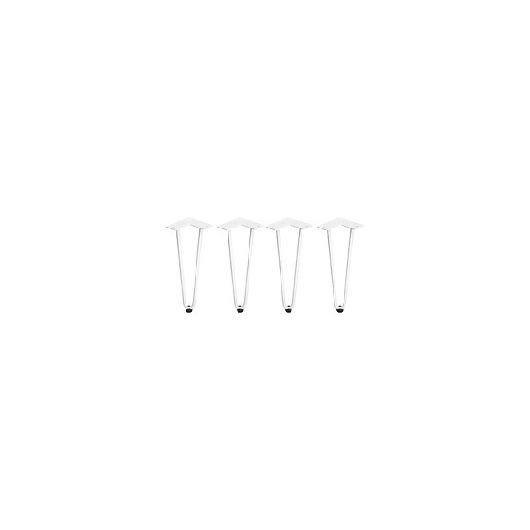 Emuca Jeu De Quatre Pieds Hairpin De 2 Barres Pour Table, Hauteur 400 Mm, Peints En Blanc.