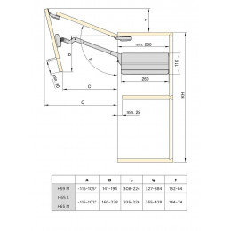 Emuca Compas Agile Flap Pour Portes Relevables Doubles, 7-11,6 Kg, Module H 650mm, Acier Et Plastique, Gris Anthracite