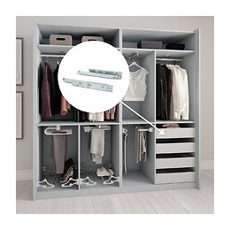 Emuca Paire De Coulisses Invisibles Pour Tiroirs, À Roulettes, 440 Mm, Sortie Totale, Système Push, Zingué