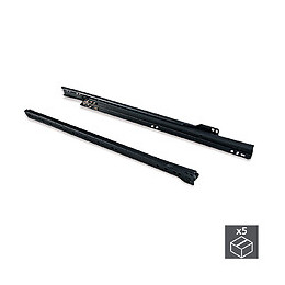 Emuca Paire De Coulisses À Roulettes Pour Tiroirs, Fermeture Avec Chute, 500 Mm, Sortie Partielle, Noir, 5 Ut.