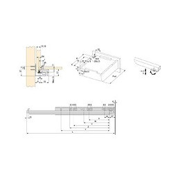 Emuca Paire De Coulisses Invisibles Pour Tiroirs, À Roulettes, 550 Mm, Sortie Totale, Fermeture Amortie, Zingué