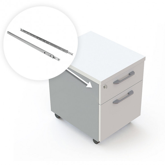 Emuca Paire De Coulisses Pour Tiroirs, À Billes, 17 X 342 Mm, Sortie Partielle, Zingué, 5 Ut.