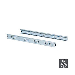 Emuca Paire De Coulisses Pour Tiroires, À Billes, 45 X 650 Mm, À Sortie Totale, Zingué, 5 Ut.