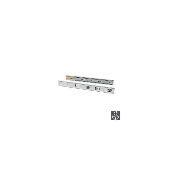 Emuca Paire De Coulisses Pour Tiroirs, À Billes, 45 X 300 Mm, Sortie Totale, Fermeture Amortie, Zingué, 5 Ut.