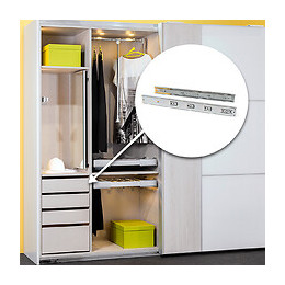 Emuca Paire De Coulisses Pour Tiroirs, À Billes, 45 X 350 Mm, Sortie Totale, Fermeture Amortie, Zingué, 5 Ut.