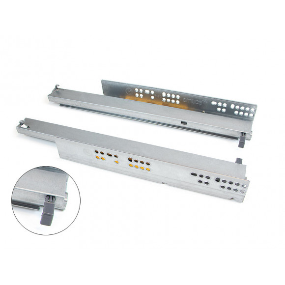 Emuca Paire De Coulisses Invisibles Pour Tiroirs, À Roulettes, 450 Mm, Sortie Totale, Système Push, Zingué